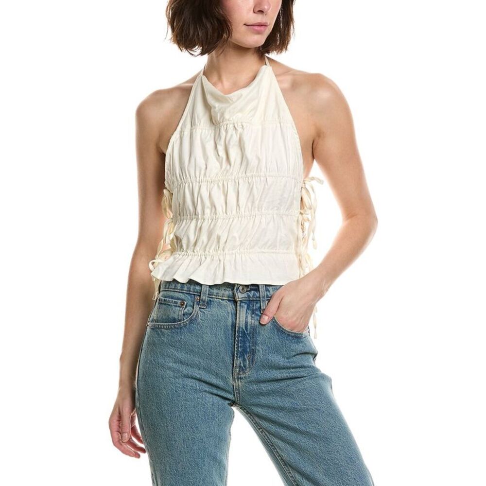Nia Womens  Alix Linen-Blend Top, Ivory